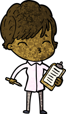 Bir insan tarafından çizilmiş bir çizgi film kadını.