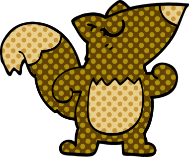 Bir insan tarafından çizilmiş kendine güvenen bir sincap.