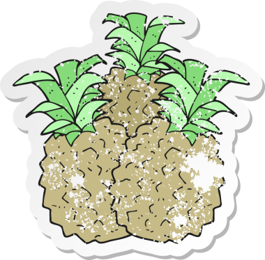 Bir insan tarafından çizilmiş bir ananas çizgi filminin gerilimli yapıştırması.