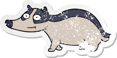 Bir insan tarafından çizilmiş, karikatür dostu bir porsuğun sıkıntılı çıkartması.