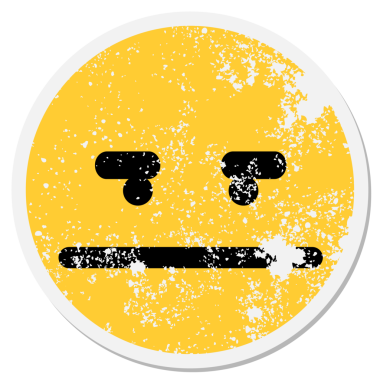 Bir insan tarafından çizilmiş kaşları olan rahatsız bir yüz.