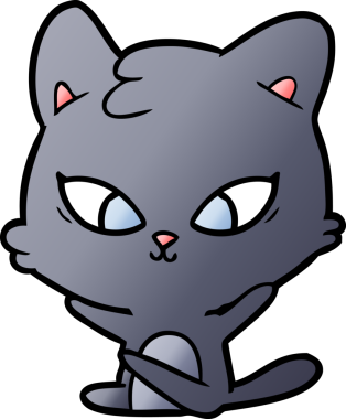 Bir insan tarafından çizilmiş sevimli çizgi film kedisi.