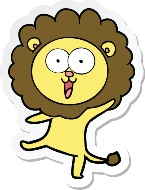 Bir insan tarafından çizilmiş mutlu bir aslanın çıkartması.