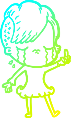 Bir insan tarafından çizilmiş ağlayan bir çizgi film kızı çizimi.