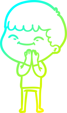 Bir çizgi film karakteri çizen soğuk çizgi bir insan tarafından çizilmiş mutlu çocuk.