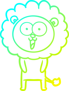 Bir insan tarafından çizilmiş mutlu çizgi film aslanı çizimi.