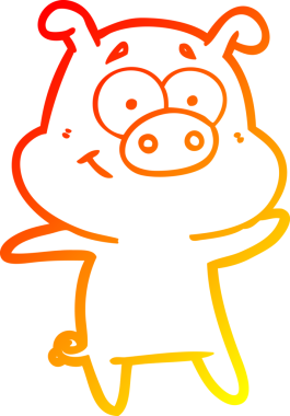 Bir insan tarafından çizilmiş mutlu çizgi film domuzu çizimi.