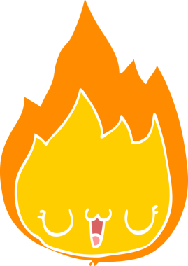 Yüzü bir insan tarafından çizilmiş düz renk çizgi film alevi