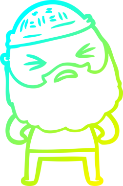 Bir insan tarafından çizilmiş sakallı bir çizgi film karakteri.