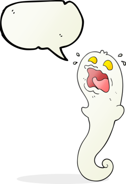 Bir insan tarafından çizilmiş serbest konuşma balonu cadılar bayramı hayaleti.