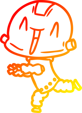 Bir insan tarafından çizilen çizgi film robotunun sıcak çizgi çizimi