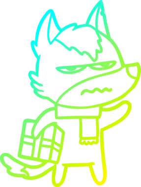 Bir insan tarafından çizilmiş, kızgın bir kurdun soğuk çizgi çizimi.