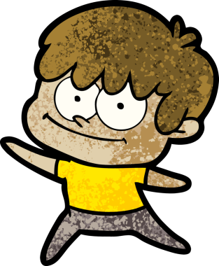 Bir insan tarafından çizilmiş mutlu çizgi film adamı.