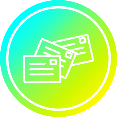 Bir insan tarafından çizilmiş havalı bir gradyan içeren dairesel simge yığını