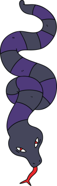 Bir insan tarafından çizilmiş tuhaf çizgi film yılanı.