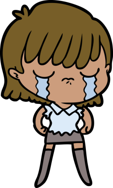 Bir insan tarafından çizilmiş ağlayan çizgi film kadını.