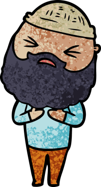 Bir insan tarafından çizilmiş sakallı bir çizgi film adamı.