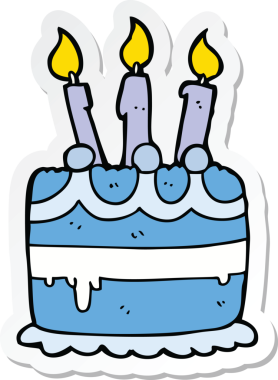 Bir insanın çizdiği doğum günü pastasının çıkartması.