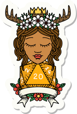 Bir insan tarafından çizilmiş 20 rulo doğal bir Druid çıkartması.