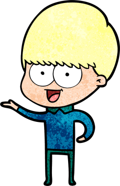 Bir insan tarafından çizilmiş mutlu çizgi film çocuğu.