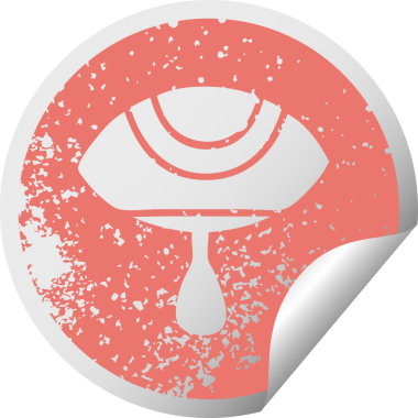 Bir insan tarafından çizilmiş ağlayan bir gözün sıkıntılı dairesel soyulan çıkartması.