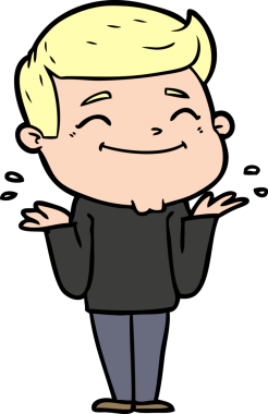 Bir insan tarafından çizilen mutlu çizgi film adamı.