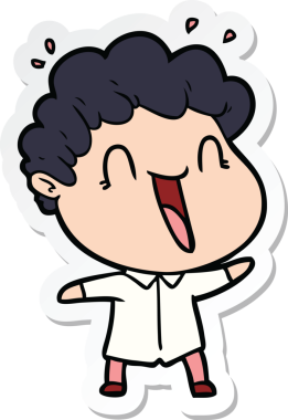 Bir insan tarafından çizilmiş mutlu bir adamın çıkartması.