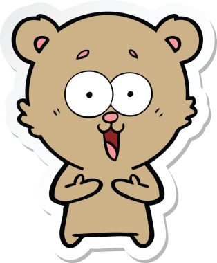 Bir insan tarafından çizilmiş gülen oyuncak ayının çıkartması.