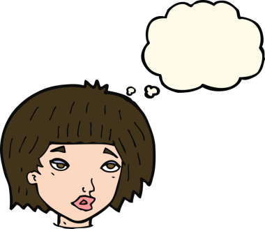 Bir insan tarafından çizilmiş düşünce baloncuğu olan sıkılmış bir kadın.