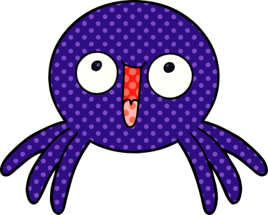 Bir insan tarafından çizilmiş mutlu çizgi film örümceği