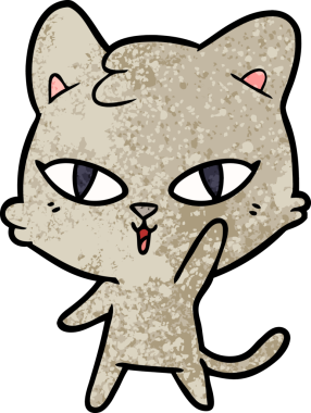 Bir insan tarafından çizilmiş çizgi film kedisi.