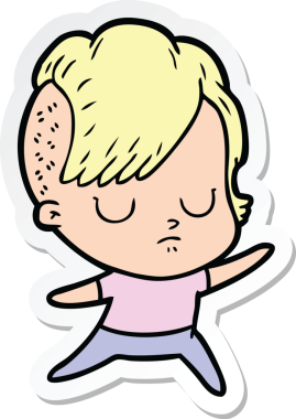 Bir insan tarafından çizilmiş bir karikatür kadının çıkartması.