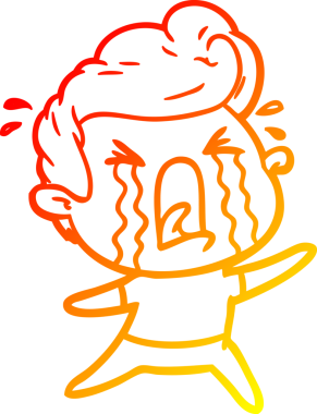 Bir insan tarafından çizilmiş, ağlayan bir çizgi film karakteri.