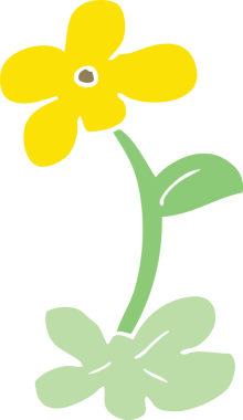 Bir insan tarafından çizilmiş düz renk çizgi film çiçeği