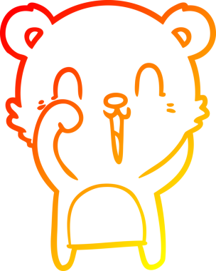 Bir insan tarafından çizilmiş mutlu çizgi film ayısının sıcak çizgi çizimi