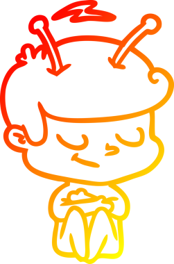 Bir insan tarafından çizilmiş dost canlısı bir uzay adamının sıcak çizgi çizimi