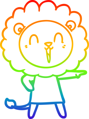 Bir insan tarafından çizilmiş gülen aslan çizgi çizimi.