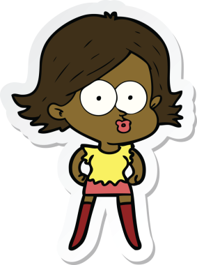 Bir insan tarafından çizilmiş somurtkan bir çizgi film kızının çıkartması.