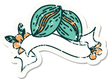 Bir insan tarafından çizilmiş kahve çekirdeklerinin olduğu eski bir etiket.