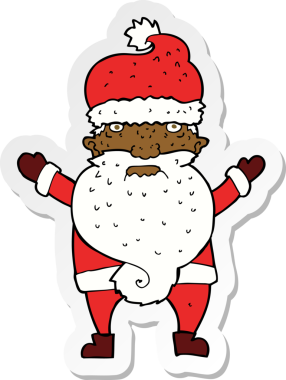 Bir insan tarafından çizilmiş huysuz Noel Baba çizgi filminin çıkartması.