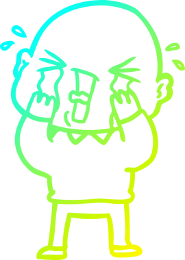 Bir insan tarafından çizilmiş, ağlayan kel bir adamın çizdiği soğuk çizgi.