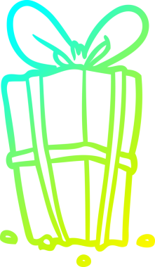 Bir insan tarafından çizilmiş bir yılbaşı hediyesinin soğuk gradyan çizimi.