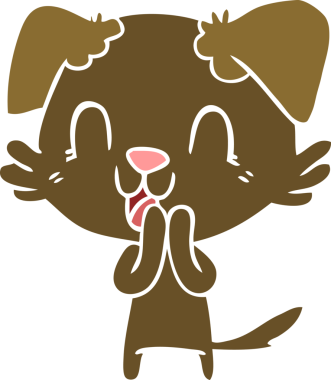 Bir insan tarafından çizilmiş düz renkli çizgi film köpeği.