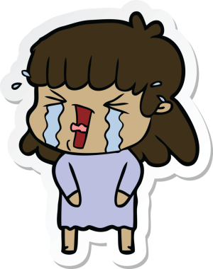 Bir insan tarafından çizilmiş bir karikatür kadının çıkartması.