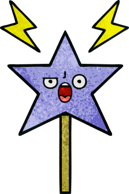 Bir insan tarafından çizilmiş sihirli bir değneğin retro grunge dokusu