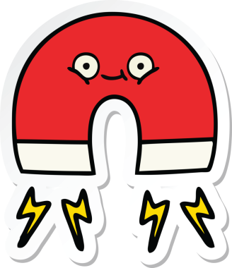 Bir insan tarafından çizilmiş şirin bir çizgi film mıknatısı etiketi.