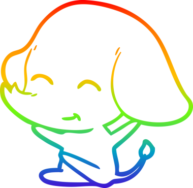 Gökkuşağı gradyan çizgisi bir insan tarafından çizilmiş şirin bir fil çizimi