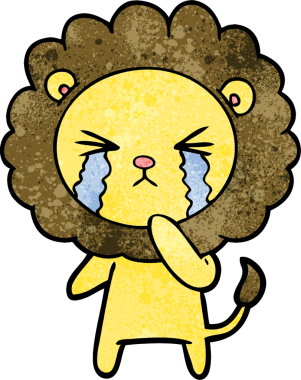 Bir insan tarafından çizilmiş ağlayan bir aslan.