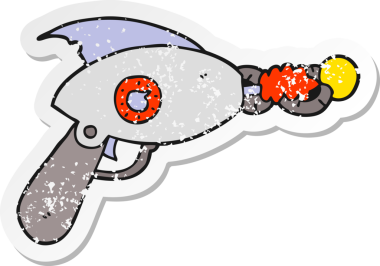 Bir insan tarafından çizilmiş bir ışın tabancasının sıkıntılı çıkartması.