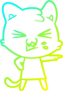 Bir insan tarafından çizilen çizgi film kedisinin soğuk gradyan çizimi